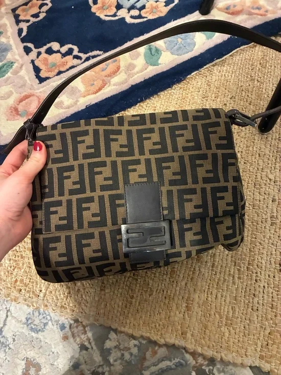 Fendi Brown and Dark Brown FF Canvas Messenger Bag - Picture 4 of 17